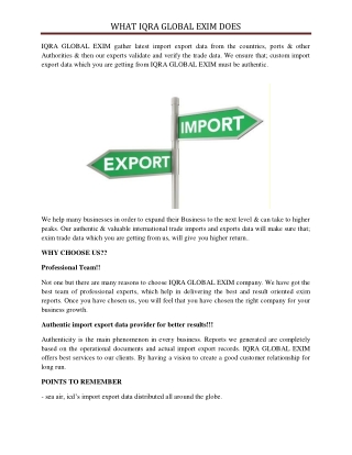 WHAT IQRA GLOBAL EXIM DOES