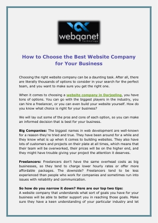 How to Choose the Best Website Company for Your Business