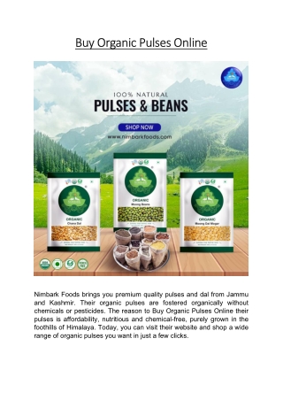 Buy Organic Pulses Online