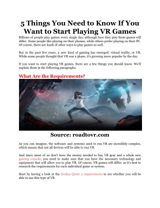 5 Things You Need to Know If You Want to Start Playing VR Games