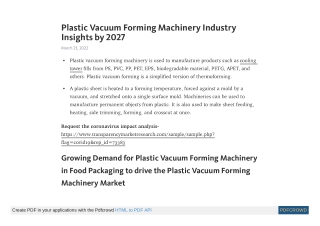 Plastic Vacuum Forming Machinery Industry Insights by 2027