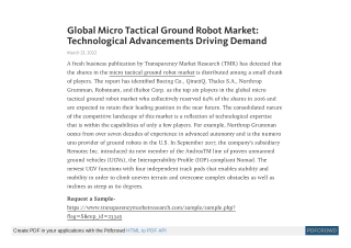 Micro Tactical Ground Robot Market Size,Share,Trends, Forecast 2025