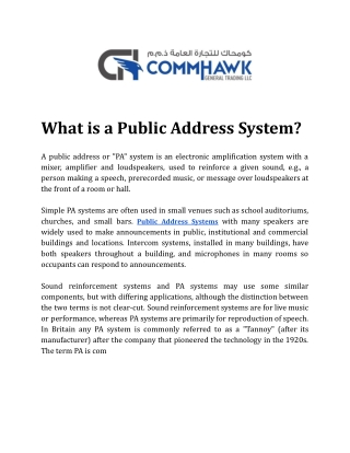 What is a Public Address System?