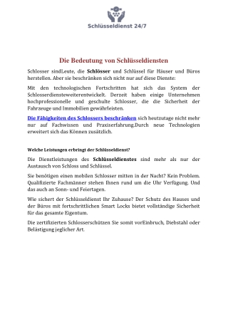 Die Bedeutung von Schlüsseldiensten