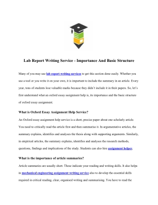 Lab Report Writing Service - Importance And Basic Structure
