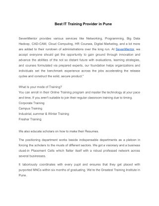 Best IT Training Provider in Pune