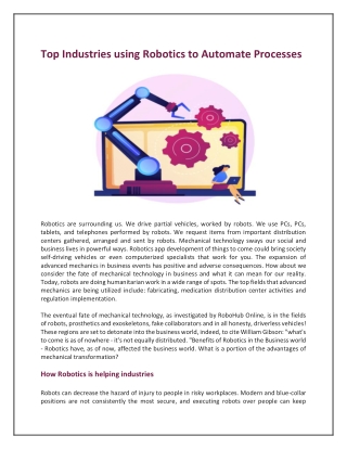 Top Industries using Robotics to Automate Processes