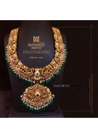 Traditional Nakshi Haram with Kundan Work