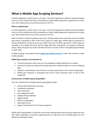 What is Mobile App Scraping Services?