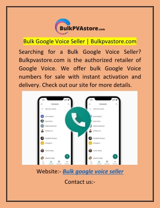 Bulk Google Voice Seller  Bulkpvastore.com