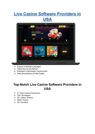 Live Casino Software Providers in USA