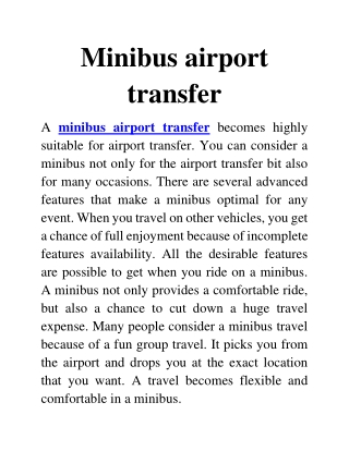minibus airport transfer