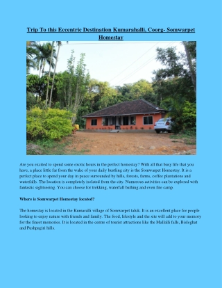 Homestay in Kumarahalli, Coorg