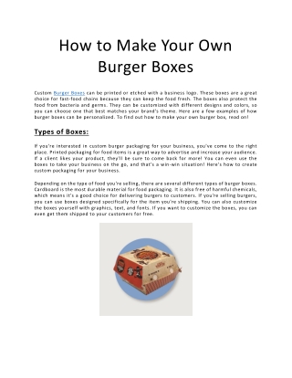 How to Make Your Own Burger Boxes