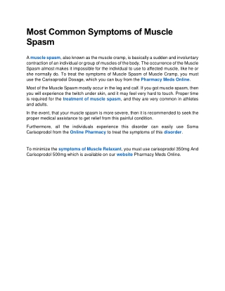 Most Common Symptoms of Muscle Spasm