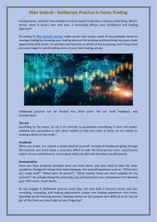 Alan Solarsh - Deliberate Practice in Forex Trading