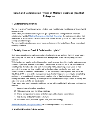 Email and Collaboration Hybrid of MailSafi Business _ MailSafi Enterprise