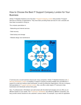 How to Choose the Best IT Support Company London for Your Business