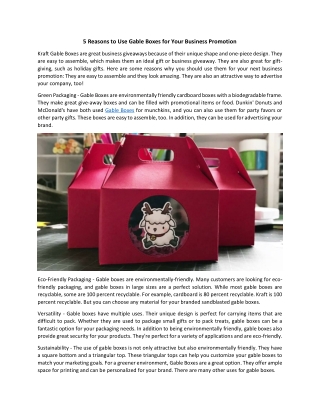 5 Reasons to Use Gable Boxes for Your Business Promotion