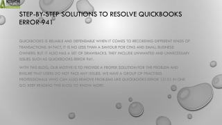 Simple method to resolve QuickBooks Error 941