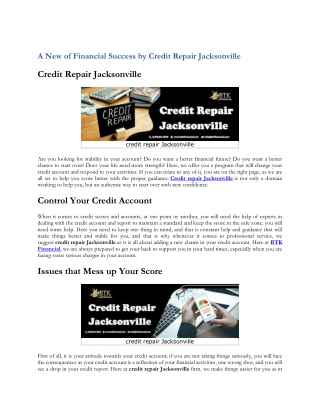 A New of Financial Success by Credit Repair Jacksonville