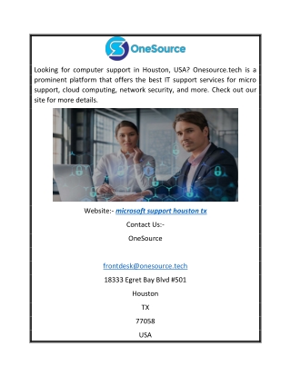 Microsoft Support Houston TX  | Onesource.tech