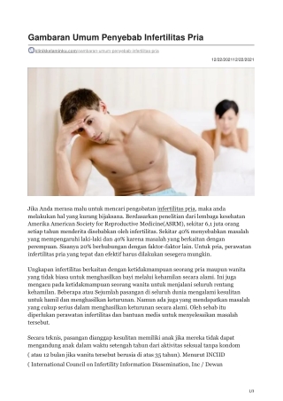 Gambaran Umum Penyebab Infertilitas Pria - klinikkelaminku.com