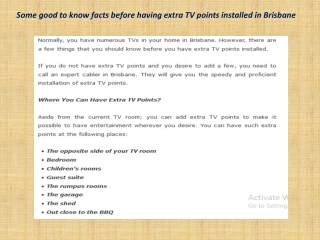 Some good to know facts before having extra TV points installed in Brisbane