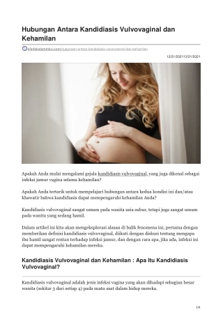 Hubungan Antara Kandidiasis Vulvovaginal dan Kehamilan - klinikkelaminku.com