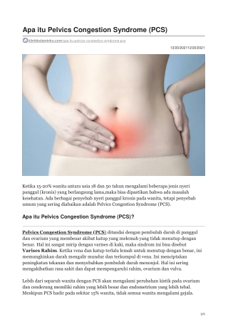 Apa itu Pelvics Congestion Syndrome PCS - klinikkelaminku.com