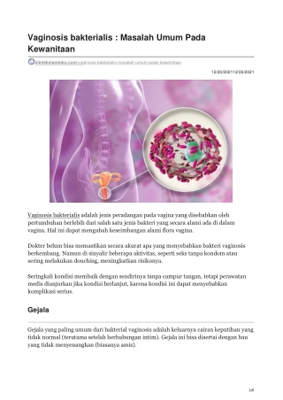 Vaginosis bakterialis  Masalah Umum Pada Kewanitaan - klinikkelaminku.com