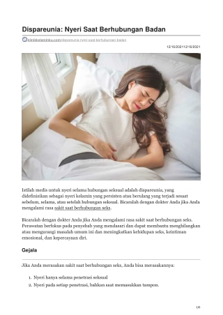 Dispareunia Nyeri Saat Berhubungan Badan - klinikkelaminku.com