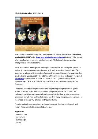 Global Gin Market 2022-2028