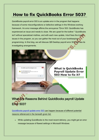 How do I fix QuickBooks Payroll Update Error 503?