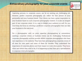 Extraordinary photography for your corporate events