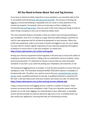 All You Need to Know About Test and Tag Services