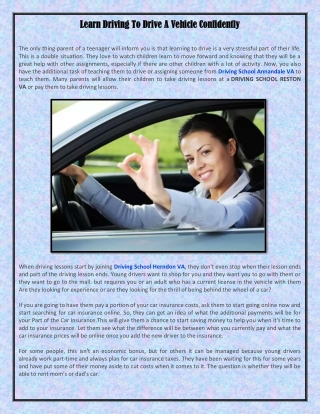Learn Driving To Drive A Vehicle Confidently