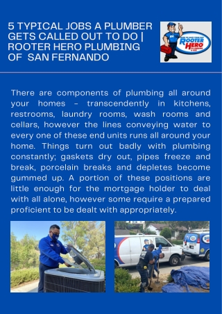 5 Typical Jobs a Plumber Gets Called Out to Do Rooter Hero Plumbing of San Fernando