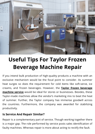 Useful Tips For Taylor Frozen Beverage Machine Repair