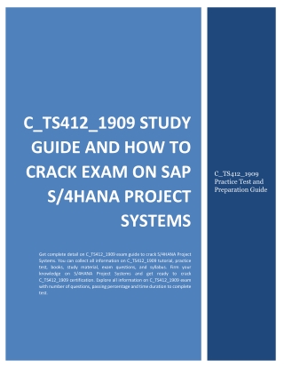 C_TS412_1909 Study Guide and How to Crack Exam on SAP S4HANA Project Systems