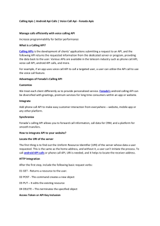 Calling Apis, Android Api Calls, Voice Call Api - Fonada Apis