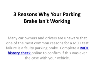 3 Reasons Why Your Parking Brake Isn't Working