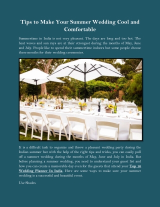 Tips to Make Your Summer Wedding Cool and Comfortable