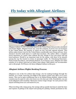 Fly today with Allegiant Airlines