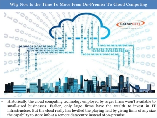 Why Now Is the Time To Move From On-Premise To Cloud Computing