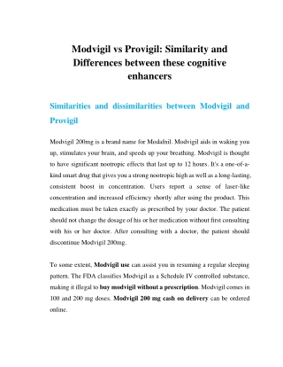 Modvigil vs Provigil- Similarity and Differences between these cognitive enhancers