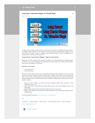 Lung Cancer  Lung Cancer Stages  Dr. Virendra Singh