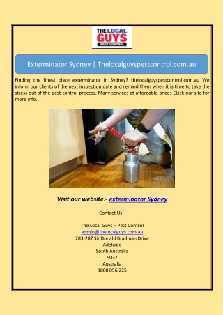 Exterminator Sydney | Thelocalguyspestcontrol.com.au