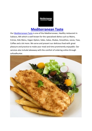mediterranean taste subiaco takeaway Menu, WA - $5 Off