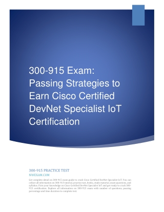 300-915 Exam: Passing Strategies to Earn Cisco Certified DevNet Specialist IoT